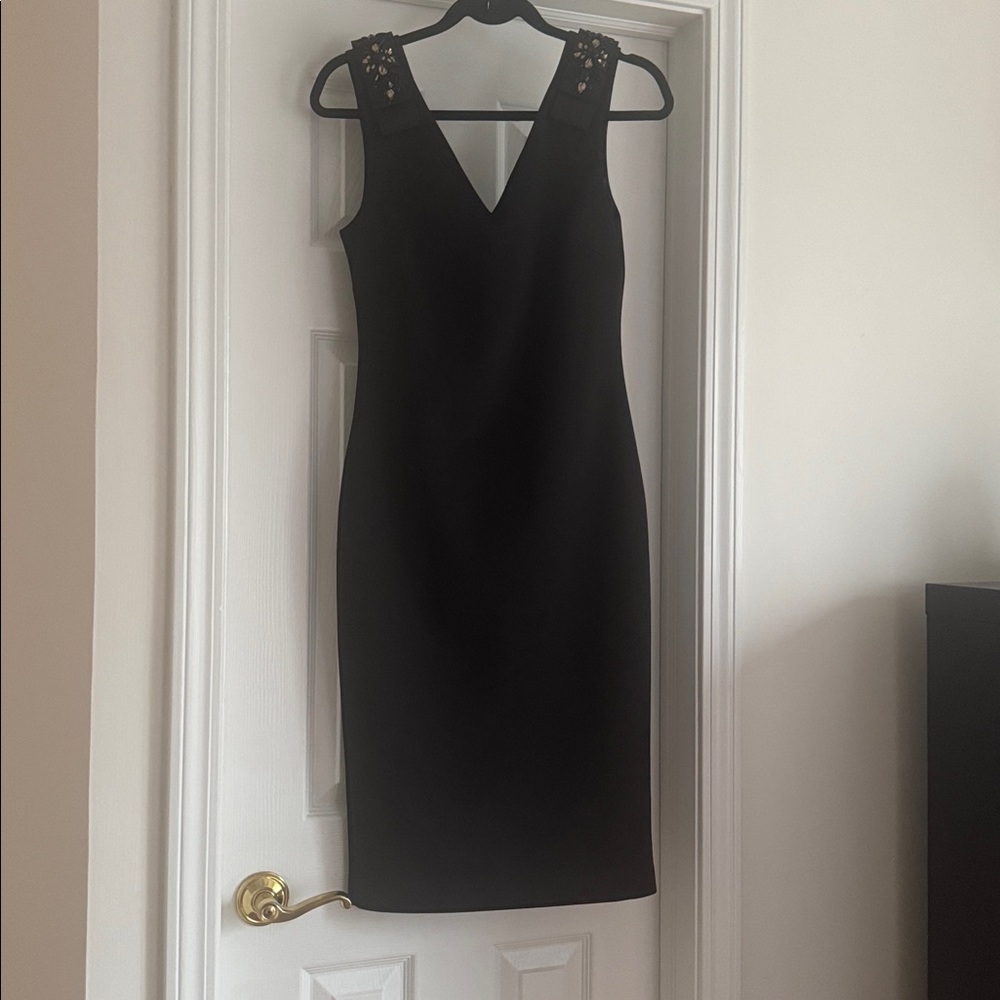 Ted Baker LBD Elegant Black Sleeveless Sheath Dress Size 2 (Small)